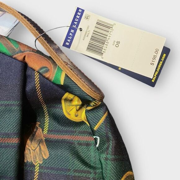 Polo Ralph Lauren Equestrian Backpack Plaid Leather Logo Icons Canvas Backpack - Picture 10 of 10